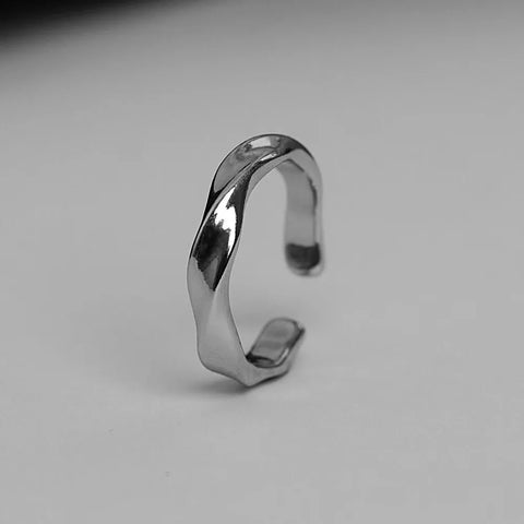 Mobius Wave Ring Silver Color Alloy Open Ring