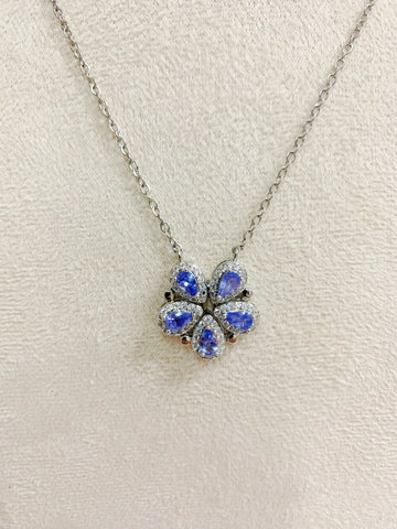 ZECAA Tanzanite 925 Jewelry Pendant For Woman With Tanzanite Gemstone 3*5mm Pendant S925 Silver Tanzanite Pendant