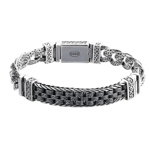 BOCAI S925 Pure Silver Vintage Bracelet