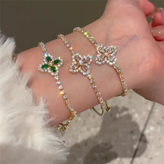 Korean Original Design Sparkling Zircon Flower Bracelet