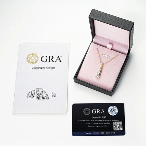 Moissanite Three stone Pendant necklace