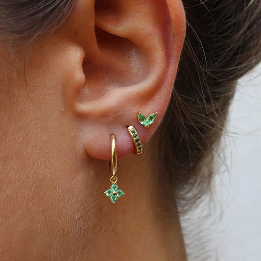 3PCS Exquisite Green Zircon Hanging Earrings