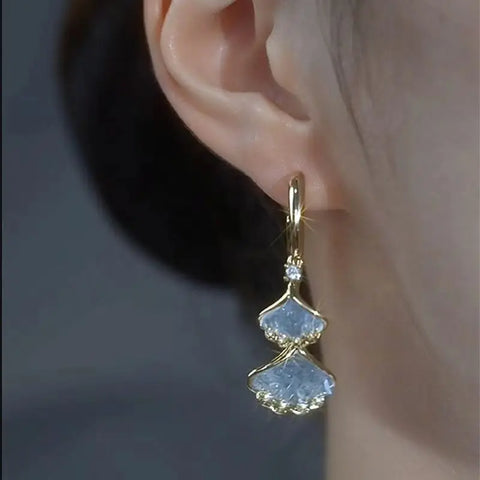 Fashion Trend Purple Crystal Zircon Flower Drop Earrings