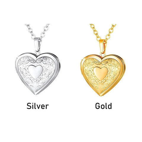 New Fashion Unisex Titanium Steel Necklace Heart Shaped Photo Picture Locket Lover Friend Pendant Chain Jewelry Accessoires