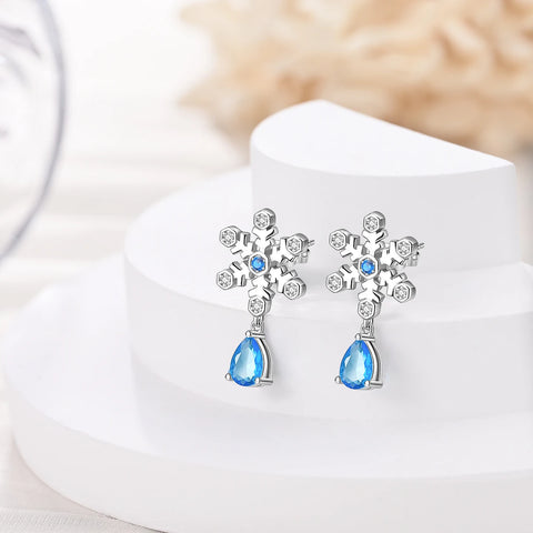 Women's 925 Sterling Silver Snowflake  Earrings