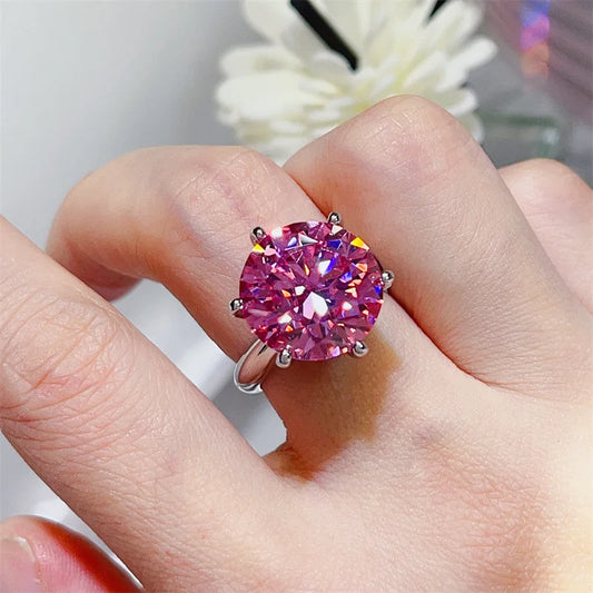 Round Cut 5ct Pink Moissanite Diamond Ring