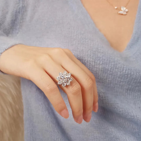 2 Carat Sunflower Real Moissanite Engagement Ring - BOLEVARD RING