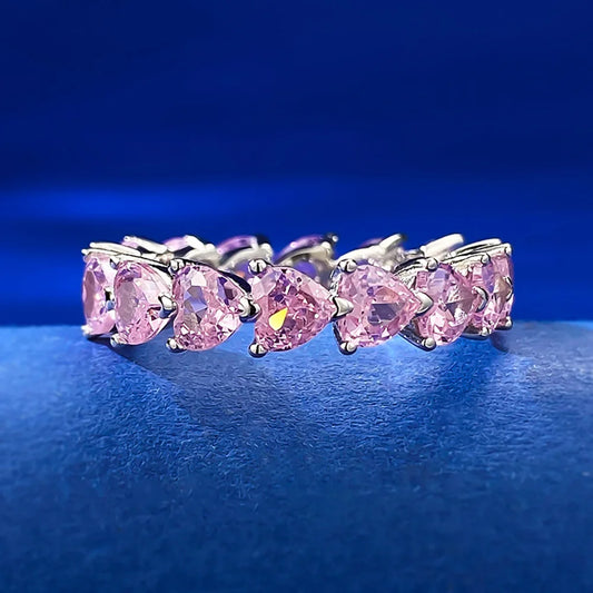 Heart-Shaped Pink Quartz Lab Diamond Ring