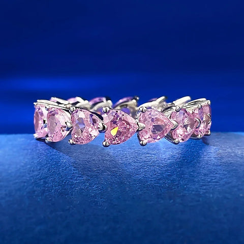 Heart-Shaped Pink Quartz Lab Diamond Ring