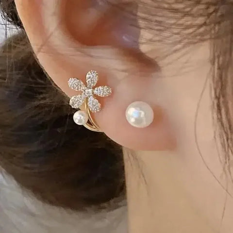 Korean Vintage Imitate Pearl Crystal Earrings