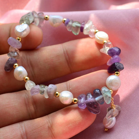 Freshwater Pearl & Purple Crystal