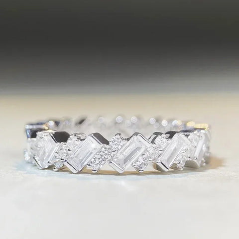 Luxury Solid white gold solid platinum Ring