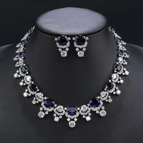 Exquisite luxury women's jewellery zirconia necklace earrings versatile charming set prom graduation party accessories M-362