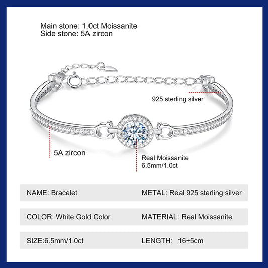 Sterling Silver White Moissanite Bracelet