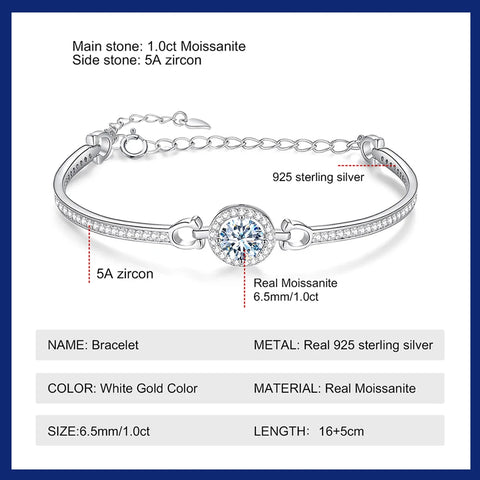 Sterling Silver White Moissanite Bracelet