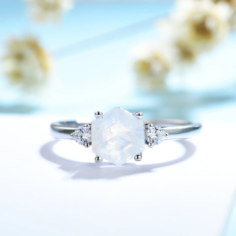 Luxyimagic Natural Moon Natural Moss Agate Gemstones Ring - BOLEVARD RING