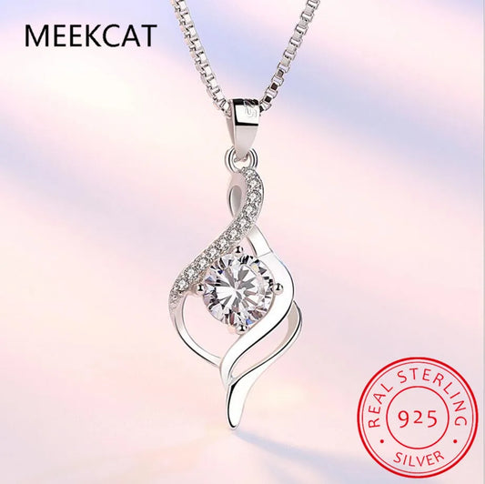 Natural Purple Amethyst 925 Sterling Silver round Cut Water Drop Pendant Necklace Gemstone Statement Fine Jewelry Colar De Prata