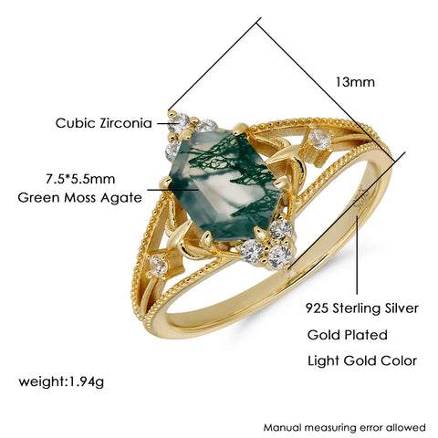 LAMOON Green Moss Agate Ring - BOLEVARD RING