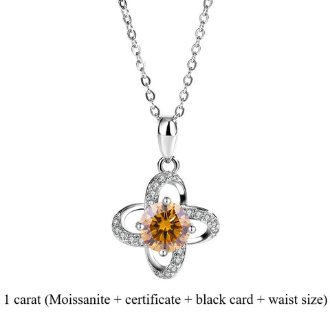2025 New s925 sterling silver light luxury clover silver pendant Moissanite necklace is a classic and fashionable gift for women