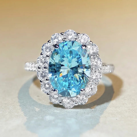 Luxury white gold solid platinum PT950 women's diamond ring