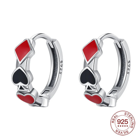 925 Sterling Silver Elegant Sparkling Lucky Clover Hoops Earring