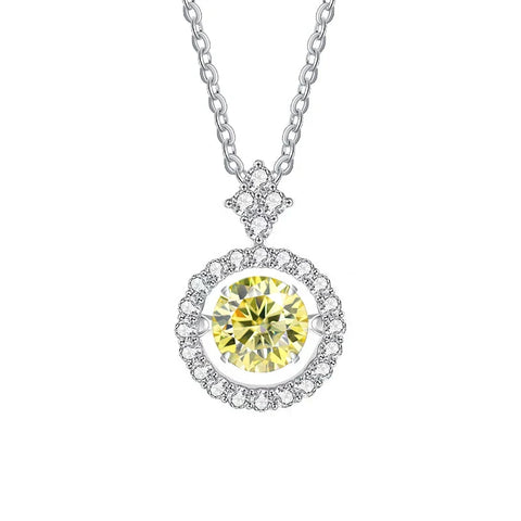 JoyceJelly 1CT Moissanite Diamond Necklace S925 Sterling Silver Beating Heart Pendant Clavicle Chain VVS D Color 3EX Cut Round