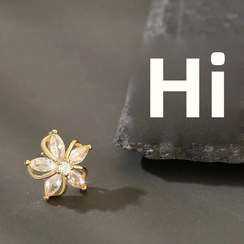 Sweet Elegant Zircon Embedded Petal Earrings