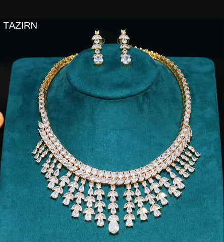 TAZIRN Africa Dubai Nigeria 5A Cubic Zirconia 2/4PCS Jewelry Set For Women Wedding Party Luxury Crystal Jewelry Accessories Gift