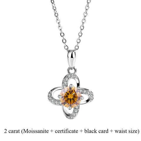 2025 New s925 sterling silver light luxury clover silver pendant Moissanite necklace is a classic and fashionable gift for women