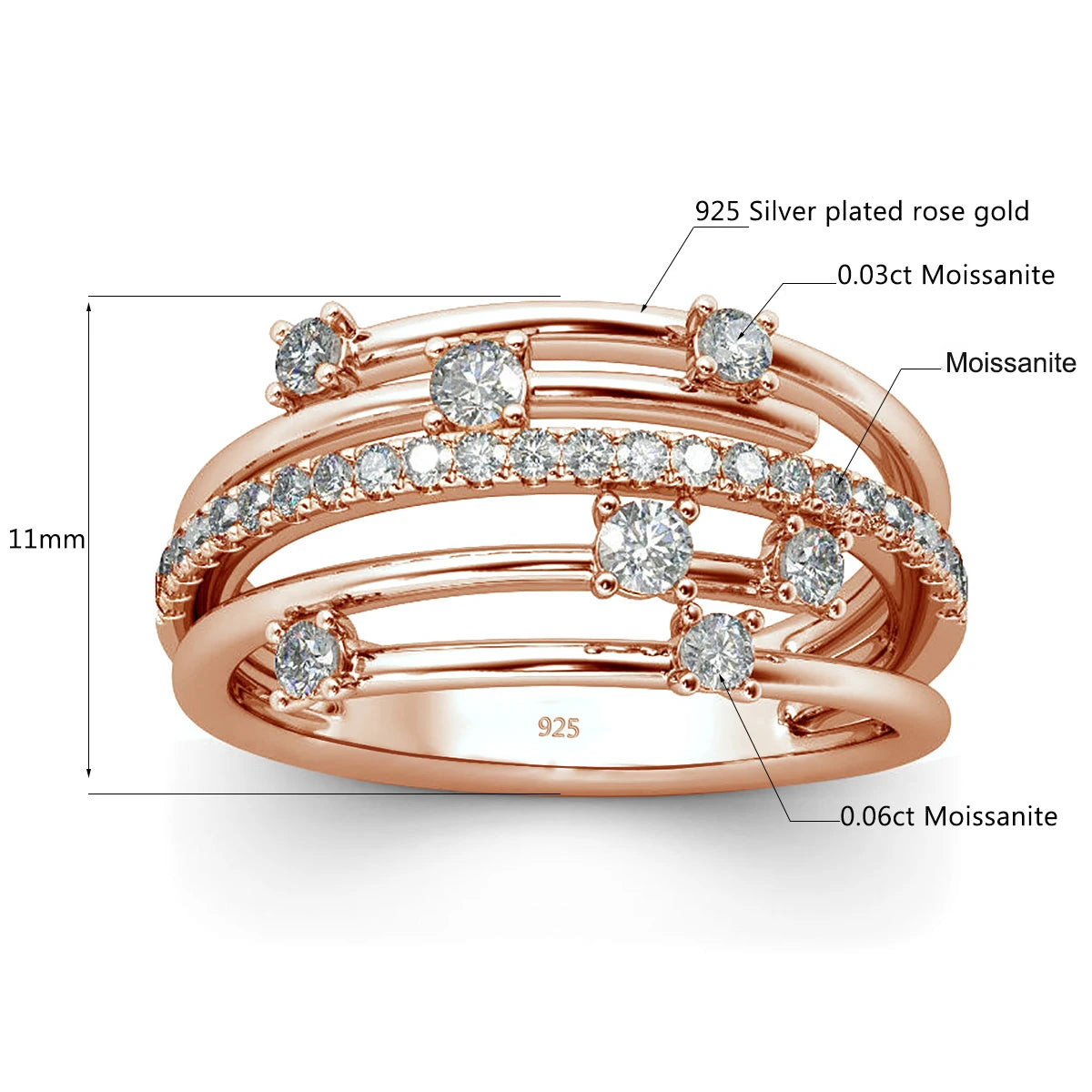 Szjinao Brand Trendy  Moissanite Ring - BOLEVARD RING
