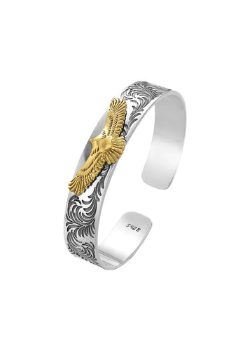 S925 sterling silver gold eagle feather bracelet