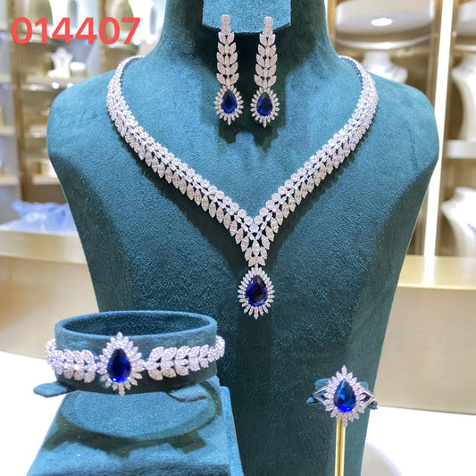 014407 Necklace Sets for Women Luxury  Cubic Zirconia Unique Jewellery Set Wedding Party Engagement Accessory