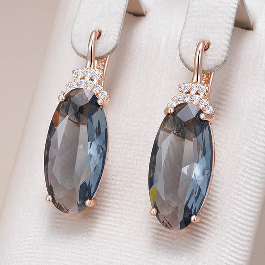 Kinel Hot Grey Big Oval Drop Dangle Earrings