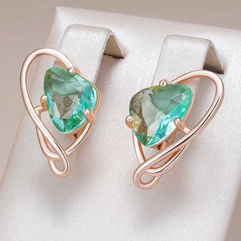 Wbmqda  Light Green Stone Geometric Drop Earrings