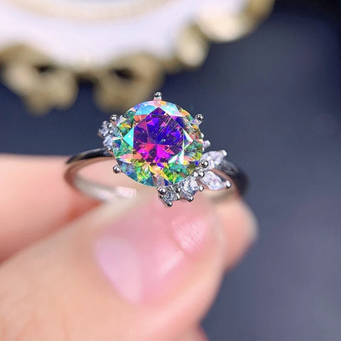 Newest 2 ct Colorful Moissanite Ring