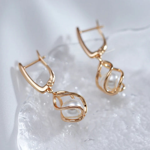 Kinel Luxury 585 Rose Gold Drop Earrings
