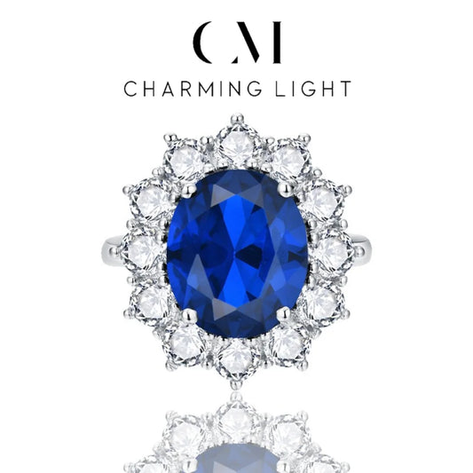 CHARMING 6.0CT Sea Blue Sapphire Ring