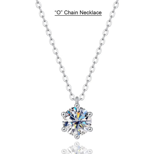 Serenity 1ct D Color Moissanite Pendant Necklace for Women Wedding 100% S925 Solid Silver Necklace Chain Plated 18K Anniversary