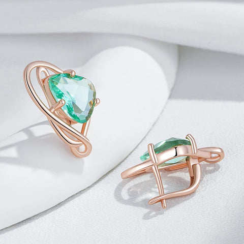 Wbmqda  Light Green Stone Geometric Drop Earrings