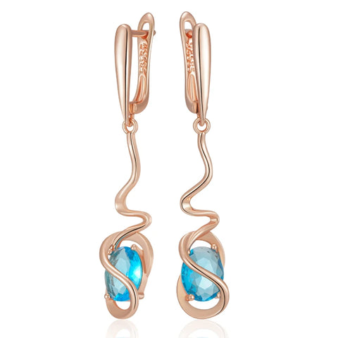 Kinel Hot Simple Romantic Blue Natural Zircon Dangle Earrings