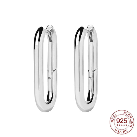 925 Sterling Silver Elegant Sparkling Lucky Clover Hoops Earring