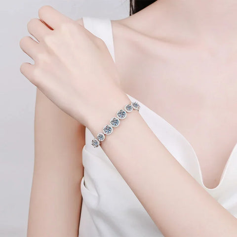 NeeTim D Color Moissanite Tennis Bracelet