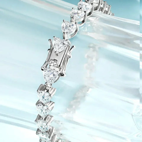TFGLBU Cute 6mm Heart Cut Zircon Tennis Bracelet