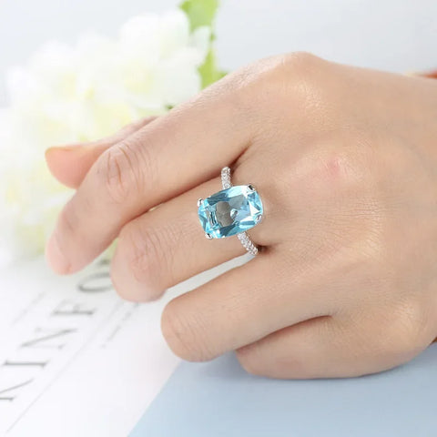 New Round Finger Ring Dazzling Blue AAA Cz Zircon Stone