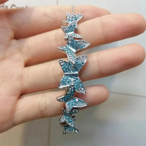 Original 2025 New Trend Fine Jewelry Set Charm Pink Butterfly Crystal Fashion Necklace Bracelet Earrings for Women's Party Gifts