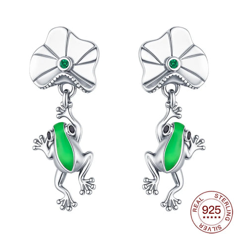 925 Sterling Silver Elegant Sparkling Lucky Clover Hoops Earring