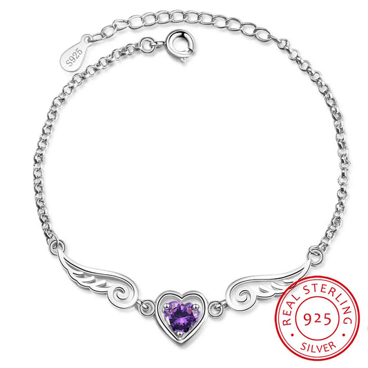 New Love-heart Purple Rhinestone Bracelet