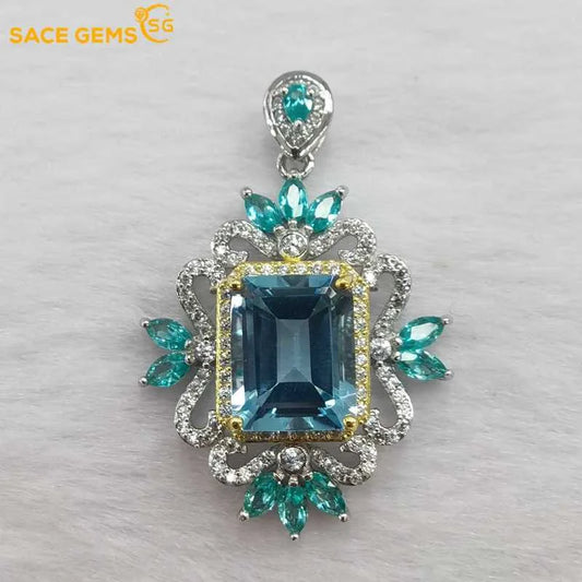 SACE GEMS New Trend Sky Blue Topaz Pendant