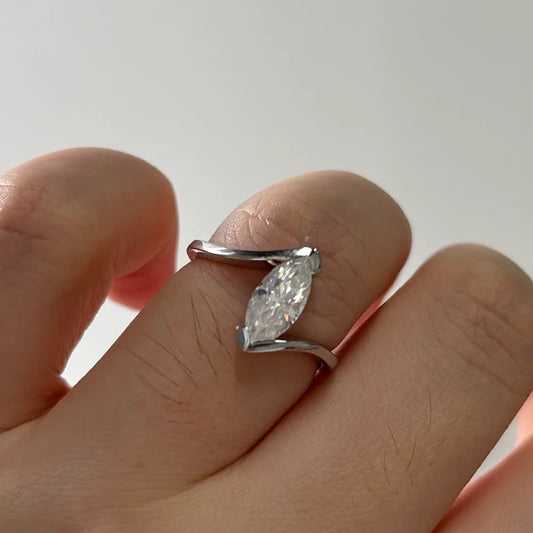 OEVAS 1ct 5x10mm Marquise Cut Moissanite Ring