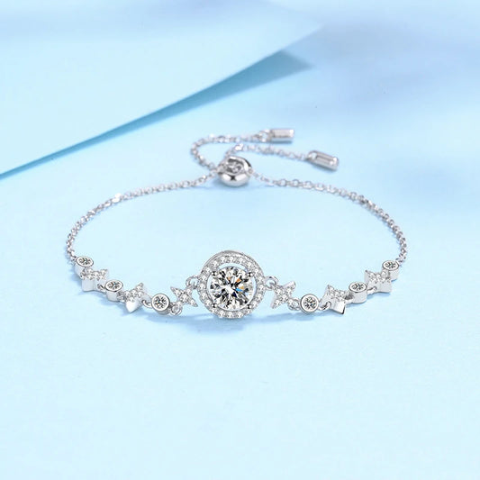 NeeTim 1ct 6.5mm Moissanite Bracelet